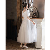 French Evening Dress Female White Light Luxury Small Sentient Life Day Banquet Wedding Princess Engagement Dress Dress Long Dress HZ0517