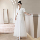 Banquet Evening Dress Large Size Fat Mm White Certificate Registration Small White Dress Graduation Season Adult Dress HZ0517
