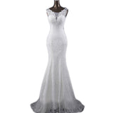 2026 Spring New White Lace Fishtail Bride Wedding Dress With Thin Shoulders Tail Wedding Dress HZ0517