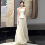 Bride Morning Robe Dress Women 2026 Spring New Breast-Wearing Small Temperament Banquet Travel Wedding Dress HZ0517
