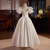 French Retro Small Small Wedding Dress With A New Simple Elegance Temperament Educative Small White Dress Evening Dress HZ0517