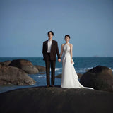 Shadow Floor Couple Wedding Dress 2026 Spring New Travel Scene Mori Sea View Dens, Hanging Small Tail Light Wedding Dress HZ0517