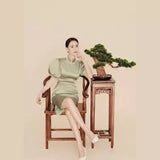 Green Cheongsam 2026 Spring New Young Girl Retro National Daily Mother Cheongsam HZ0517