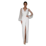 2026 Spring Wish Sexy Deep V-Neck Simple Banquet Evening Dress HZ0517