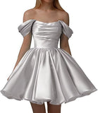 French White Shoulder Wedding Banquet Registration Certificate Go Out Yarn Birthday Party Annual Short Evening Dress Dress HZ0517