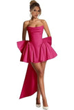 New One-Word Shoulder-To-Shoulder Evening Dress Bow Dress Short Ball Birthday Dress HZ0517