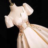 2026 New French Champagne Set Of Dress Embroidered Waist Skirt Light Luxury High-End Stage Performance Dress HZ0517