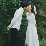 French Light Wedding Dress Small Man's Dens, Simple Usually Can Wear An Engagement White Dress To Register A Small Dress HZ0517