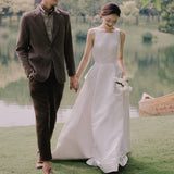 Sensian Light Wedding Dress Simple Super Fairy Travel Shot Thin White Small Tail 2026 New Bride Wedding Yarn HZ0517
