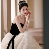 2026 New Breast-Wearing Evening Dress Female Senior Feeling Banquet Birthday Dress Dress Light Luxury Small Adult Ceremony Princess Dress HZ0517