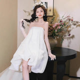 Small Tailed Bra Light Wedding Dress White Certificate Registration Princess Dress Tour Exterior Yarn Welcome Morning Dress HZ0517