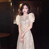 French Evening Dress 2026 New Fashion Temperament Elegant Host Banquet Dresse Dress Dress HZ0517