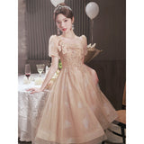 French Small Dress 2026 New Champagne Sweet Adult Ceremony Candidates Day Banquet Light Luxury Niche Evening Dress HZ0517