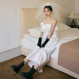 French-Style Fascling Light Wedding Dress New White Sling Dress Wedding Dress HZ0517