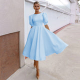 2026 New Solid-Colored Women's Dress Fashion Sexy Big Swing Short Sleeve Small Dress Dress HZ0517