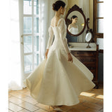 Sling Ribbon Lint Light Wedding Dress French Simple Travel Bridal Wedding Dress Retro White Long Sleeves Out Yarn HZ0517