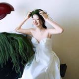 Travel Shot Wedding Dress With Breast-Wearing Engagement On-Faced Yarn Dress Certificate Registration Niche Morning Robe Bride Going Out Yarn HZ0517
