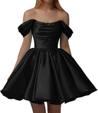 New Word Shoulder Ball Evening Dress 2026 Summer Short Foldless Shoulder-Free Party Adult Dress HZ0517
