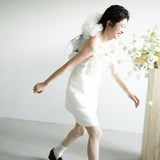Light Wedding Dress New French Style Densate Bras Short Small Man Go Out Yarn Registration Small White Dress HZ0517