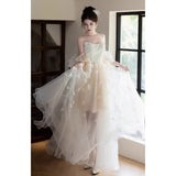Champagne-Colored French-Style Light Wedding Bride 2026 New Main Yarn High-Quality Small Man Goes Out Yarn Thigh Dress HZ0517
