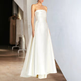 New White Engagement Light Wedding Dress Elegant Long Certificate Small White Dress Dress HZ0517
