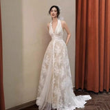 Bride Wedding Morning Robe Dinner Birthday Party Mori Fairy Lace Light Wedding Dress HZ0517