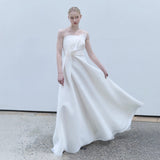 French-Style Densate Light Wedding Dress Light Luxury Niche Tective Bosom Simple White Welcome Dress Bride Go Out Yarn HZ0517