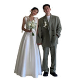 Certificate Registration Light Wedding Dress 2026 New Slings Super Fairy Bride Wedding Yarn Simple Shaft White Dress HZ0517