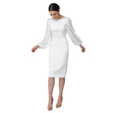 White Evening Dress Female Light Luxury Fishtail French Long-Sleeved Simple White Dress Niche Elegant Light Wedding Dress HZ0517