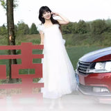 Mori Linging Slings Morning Robe Dress Super Fairy Korean Small Man Engaged Ponpong Skirt Tour Show Back White Light Wedding Dress HZ0517