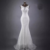 2026 Spring New White Lace Fishtail Bride Wedding Dress With Thin Shoulders Tail Wedding Dress HZ0517