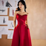 One-Word Shoulder Toasting Bride 2026 New Engagement Dress High-End Feeld With The Dens On The Side Of The Wedding Dress Is Thin HZ0517