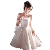 White Korean Small Dress Female High-End Birthday Banquet Host Adult Engagement Evening Dress Dress Dress HZ0517