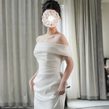 Sing Face Light Wedding Dress Bride 2026 New Main Yarn Shoulder Fishtail Dress Dress Korean Style Simple Go Out Yarn HZ0517