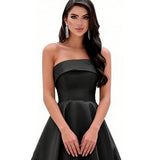 Black Breast-Plated Solid Color Long Evening Dress 2026 New Travel Shot Wedding Dress Small Black Dress HZ0517