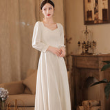 White Dress Engagement Host Birthday Certificate Small White Dress Dinner Party Can Usually Wear Long-Sleeved Evening Dress Women HZ0517