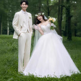 2026 New Sling Belt Light Wedding Dress Princess Ponpong Skirt French Trip Mori Yarn Dress Light Wedding Dress HZ0517