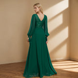 Dress 2026 New Double V-Neck Beads Spliced Chiffon A-Word Swing Full-Line Party Evening Dress Dress HZ0517