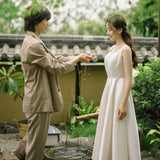 Travel Shot Light Wedding Dress New Certificate Daily French Simple Dress Retro Vertiny Noodles Small Dress HZ0517
