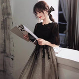 Annual Evening Dress Women 2026 New Temperament Banquet Covered Belly Black Slimming Usually Wears Hosts HZ0517