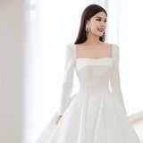 The Dingy Main Wedding Dress Long Sleeve 2026 New High-End Feeling Bride Thin Wedding White Temperament Dress Female Long Tail HZ0517