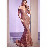 Women Evening Dress Sequin Temperament Pure Color One-Word Collar Temperament Solid Color Banquet Dress Evening Dress HZ0517