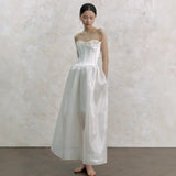 French-Style Fascling Light Wedding Dress Bride High-End Temperament White Yarn Brao Small Pearl Engagement Dress Dress HZ0517