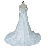 New Light Wedding Dress Woman 2026 New Word Shoulder Fork Tail Wedding Dress HZ0517