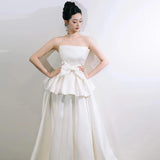 French Light Wedding Temperament Breast-Wearing Bow Engagement Dress Female Sen Family Super Fairy Bride Welcome Out Of The Light Wedding Dress HZ0517