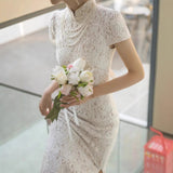 Engagement Cheongsam New Chinese Toasting Bridal Temperament Dress Back Door Dress Light Luxury Niche High-End HZ0517