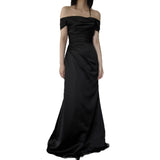2026 New Denstalt Light Wedding Dress A Word Shoulder Long Black Yarn Super Fairy Engagement Dress Dress Dress HZ0517