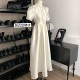 2026 Spring New Gentle Temperament Princess Dress Girl Pearl Round Collar Simple Long Travel Shot Daily Dress HZ0517