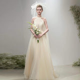 Star With The Same Hanging Neck Light Wedding Dress 2026 Spring New Bridal Exterior Travel To Welcome Light Yarn French Yarn HZ0517