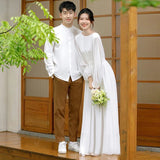 French Light Wedding Dress 2026 New Long Sleeve Simple Travel Shooting On The Exterior Of The Scene Of The Landscape Of The Super Fairy Welcome Guests Out Of The Yarn Thin HZ0517